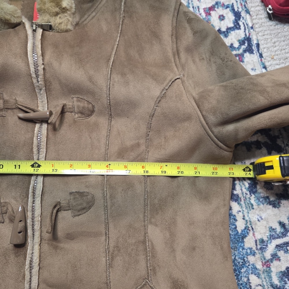 Vintage Y2K Esprit Faux Suede Shearling Coat Women's XL  Jacket NWOT 2000s - Picture 10 of 12